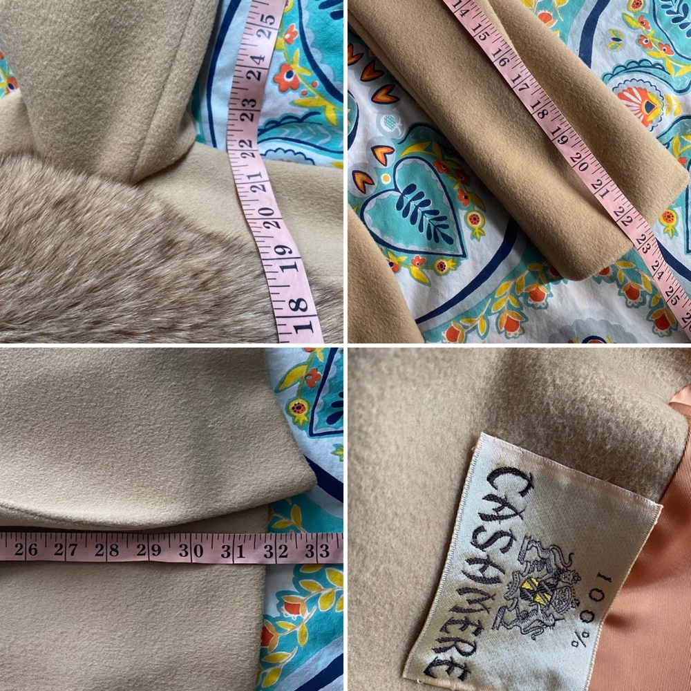 30% OFF BUNDLES! REAL FUR 100% CASHMERE TRENCHCOAT JACKET DUSTER COAT VINTAGE - Picture 8 of 16